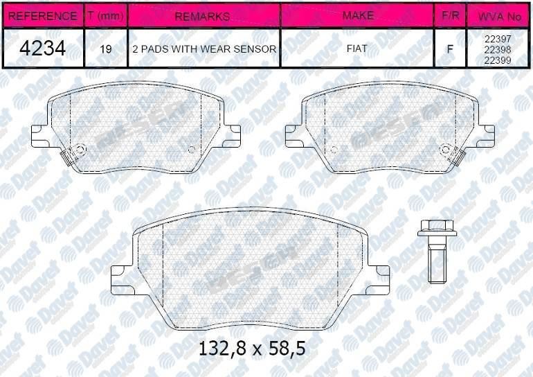 BESER 4234 Fren Balatasi On Wva22397-22398-22398 Egea 1.3-1.4-1.6-1.6d 15->